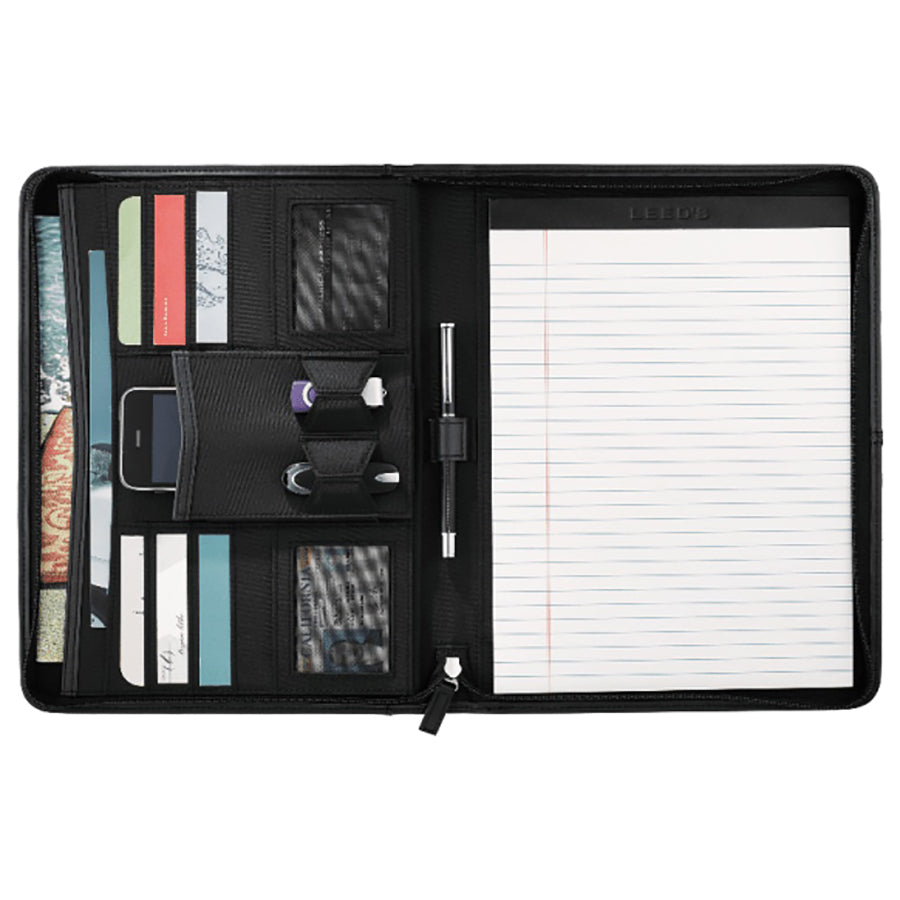 ACBL Leed's Black Pedova Zippered UltraHyde Padfolio with FSC Mix Paper