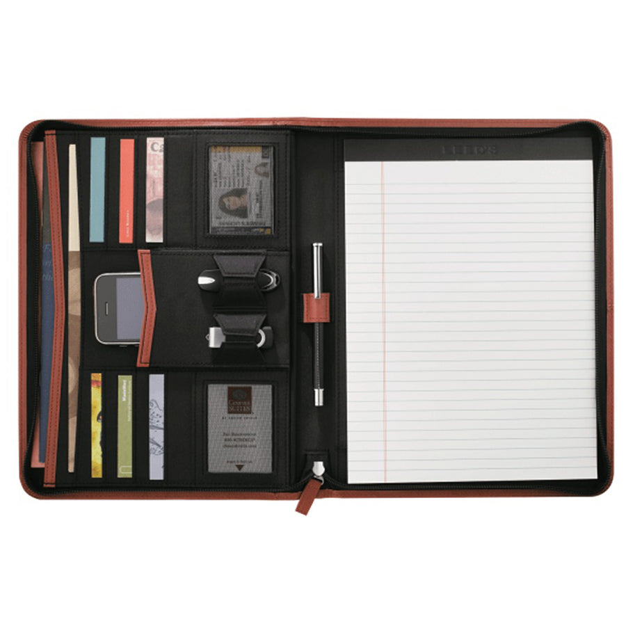 ACBL Leed's Terra Cotta Pedova Zippered UltraHyde Padfolio with FSC Mix Paper