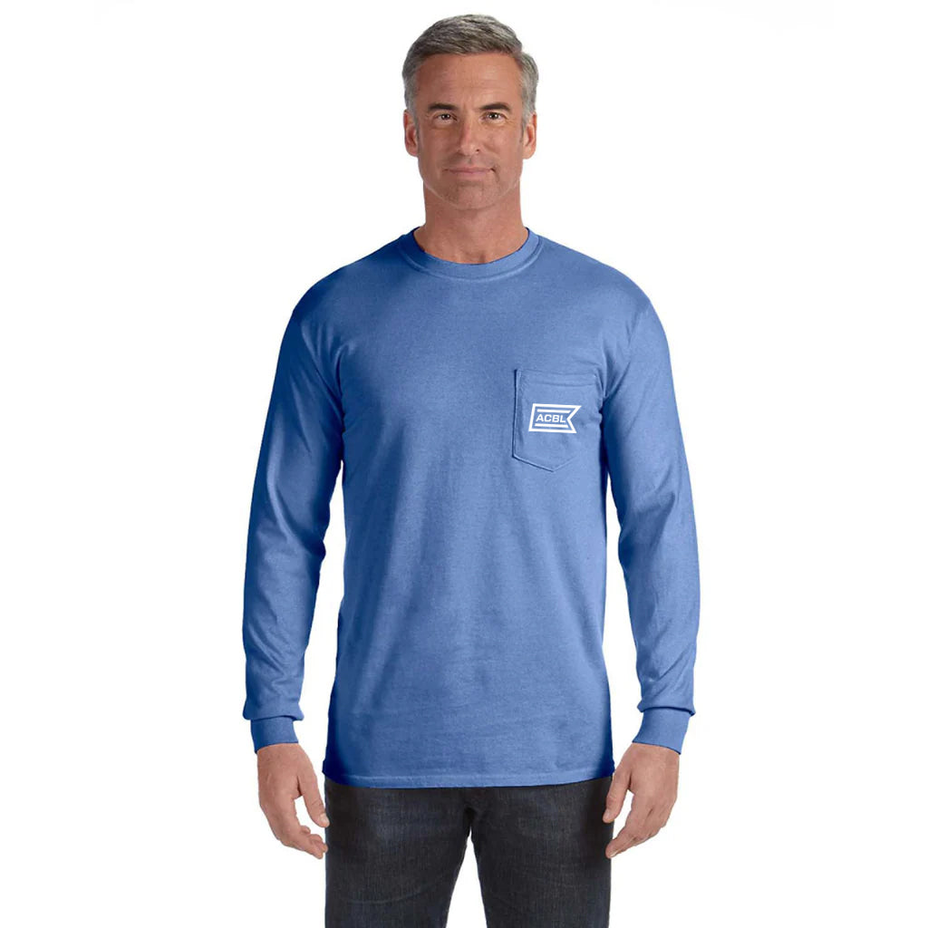 Comfort Colors Men's Flo Blue 6.1 Oz. Long-Sleeve Pocket T-Shirt