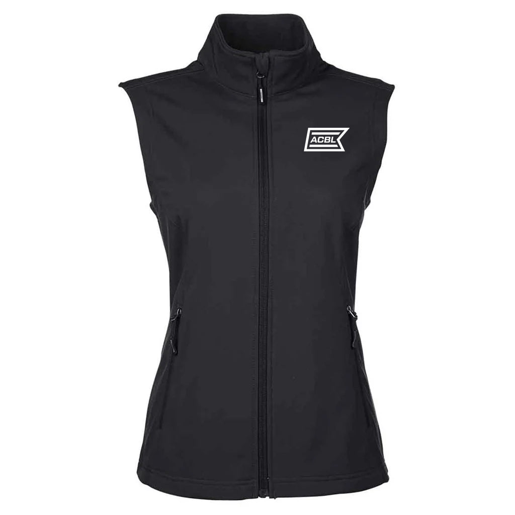 Core 365 Women's Black Cruise Two-Layer Fleece Bonded Soft Shell Vest
