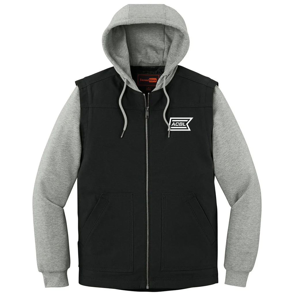 CornerStone Men's Black/Heather Grey Duck Fleece Full-Zip Hooded Jacket