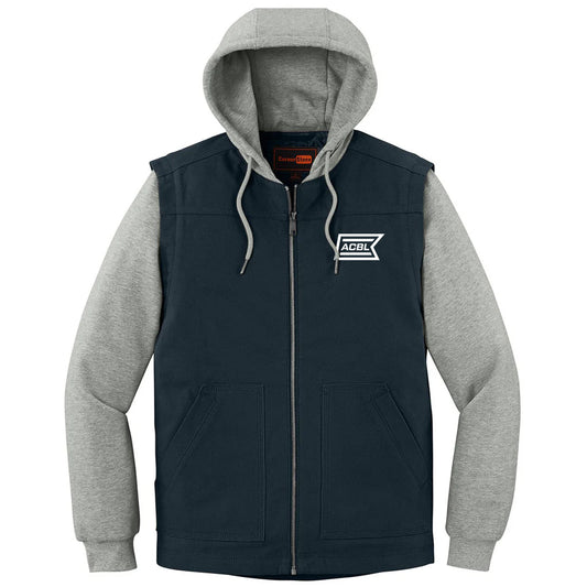 CornerStone Men's Navy/Heather Grey Duck Fleece Full-Zip Hooded Jacket