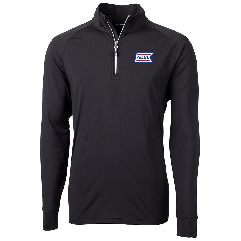 Cutter & Buck Men's Black Adapt Eco Knit Stretch Recycled Quarter Zip Pullover