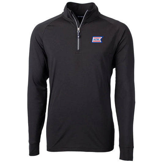 Cutter & Buck Men's Black Adapt Eco Knit Stretch Recycled Quarter Zip Pullover