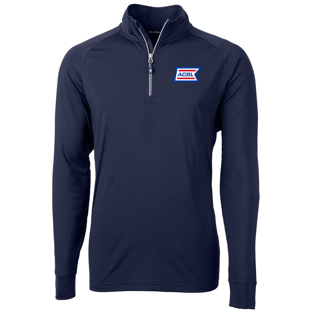 Cutter & Buck Men's Navy Blue Adapt Eco Knit Stretch Recycled Quarter Zip Pullover