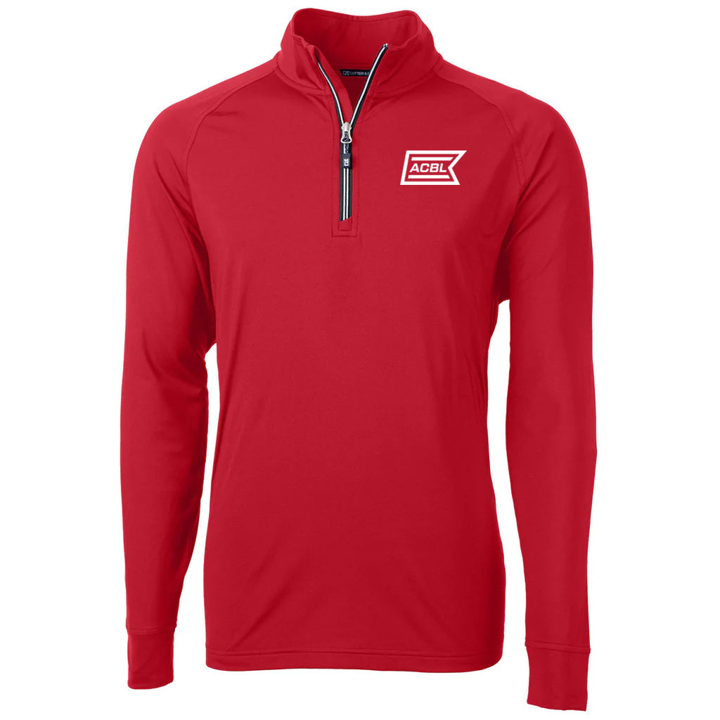 Cutter & Buck Men's Red Adapt Eco Knit Stretch Recycled Quarter Zip Pullover
