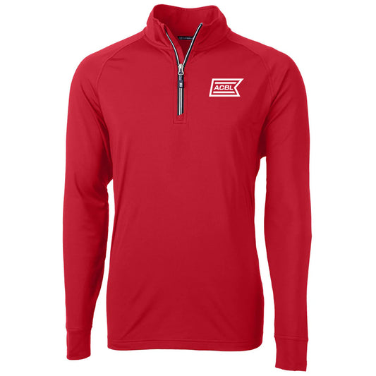 Cutter & Buck Men's Red Adapt Eco Knit Stretch Recycled Quarter Zip Pullover