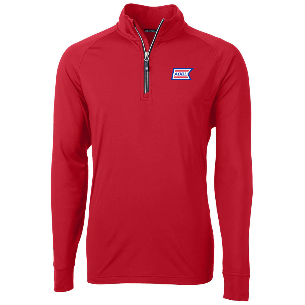 Cutter & Buck Men's Red Adapt Eco Knit Stretch Recycled Quarter Zip Pullover