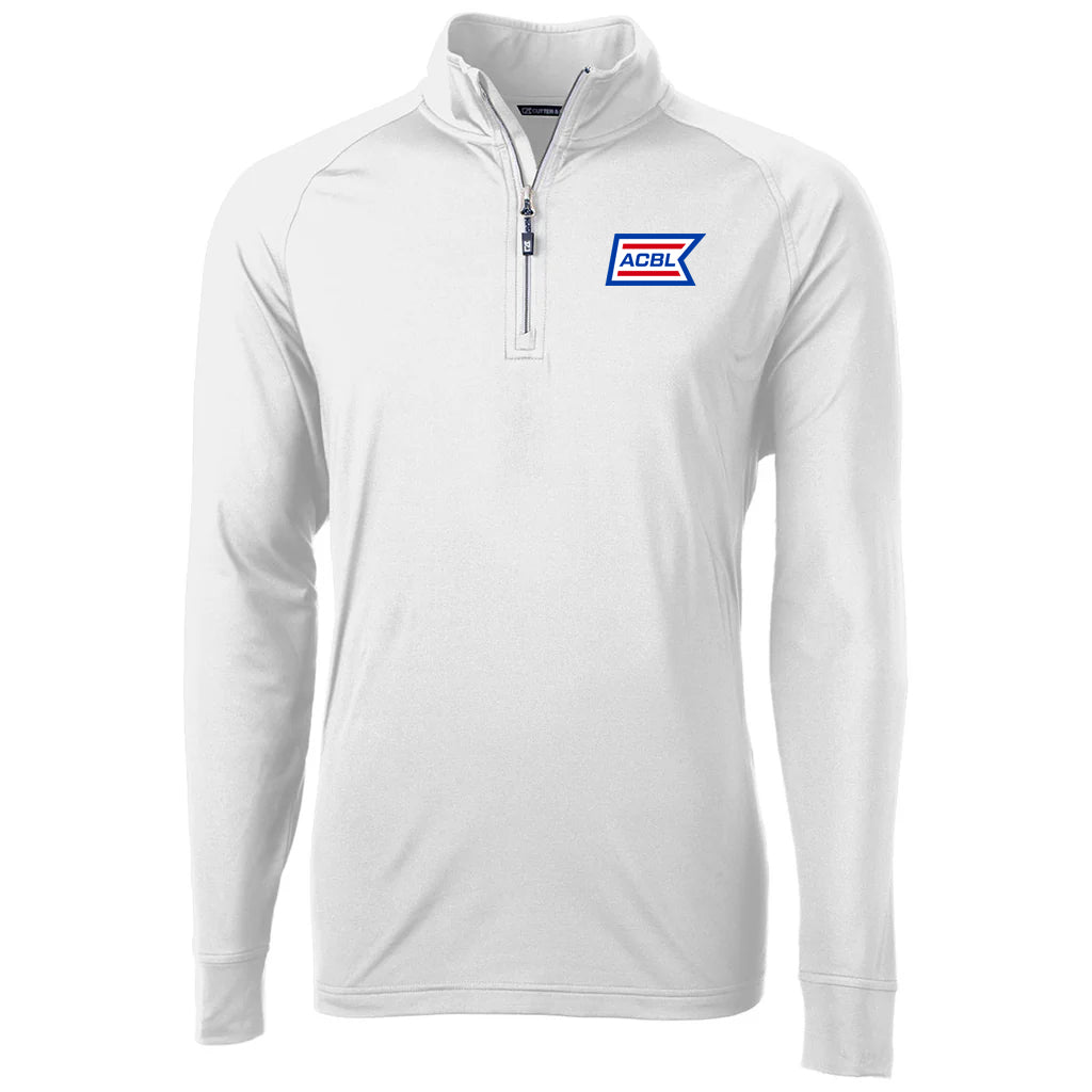 Cutter & Buck Men's White Adapt Eco Knit Stretch Recycled Quarter Zip Pullover
