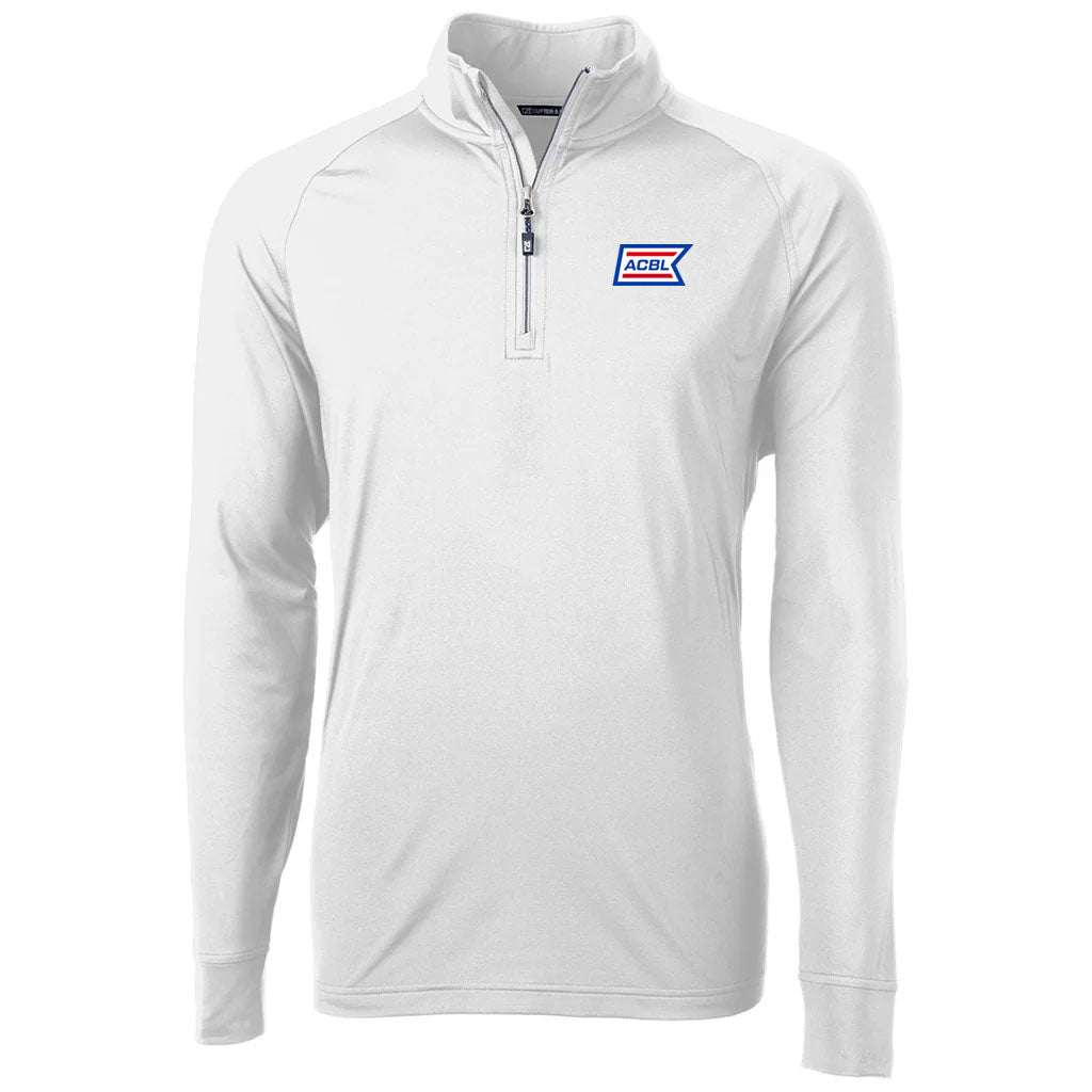 Cutter & Buck Men's White Adapt Eco Knit Stretch Recycled Quarter Zip Pullover