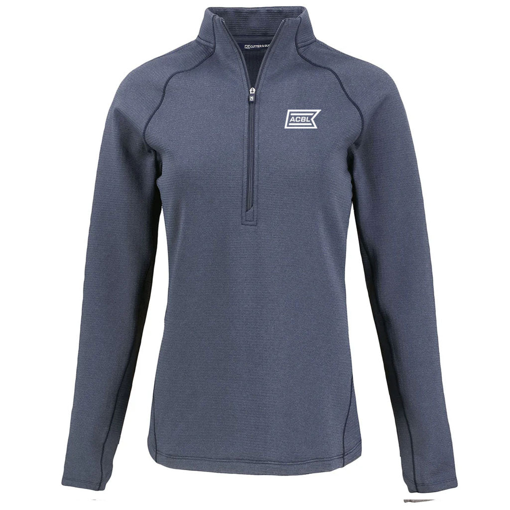 Cutter & Buck Women's Navy Blue Heather Peshastin Eco Recycled Half Zip Pullover