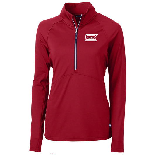 Cutter & Buck Women's Red Adapt Eco Knit Recycled Half Zip Pullover