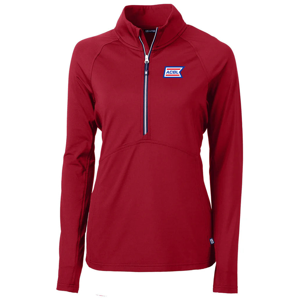 Cutter & Buck Women's Red Adapt Eco Knit Recycled Half Zip Pullover