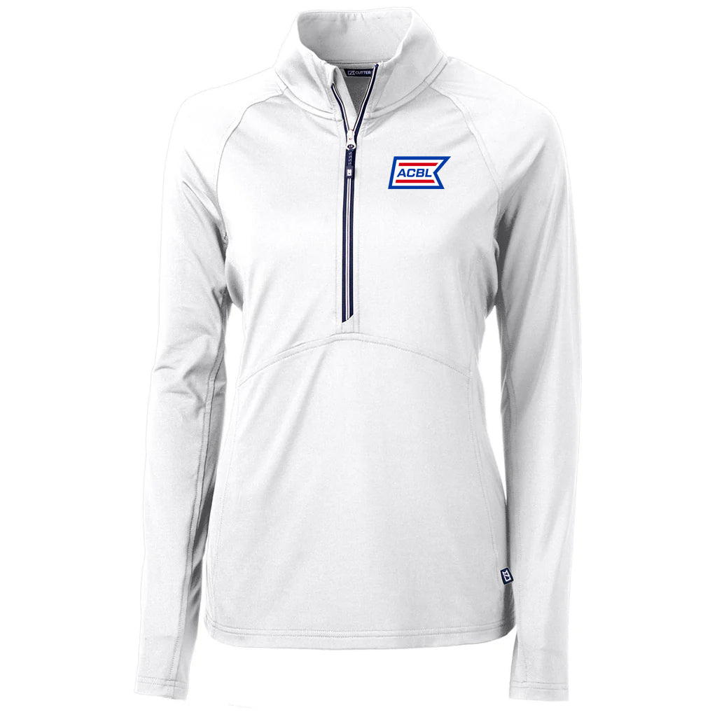 Cutter & Buck Women's White Adapt Eco Knit Recycled Half Zip Pullover