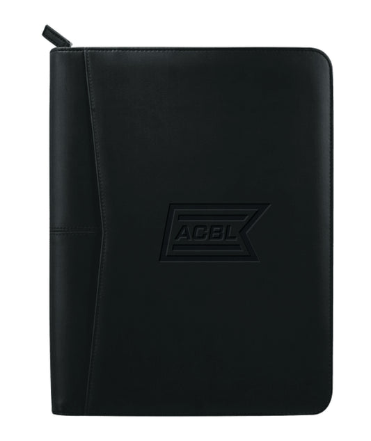 ACBL Leed's Black Pedova Zippered UltraHyde Padfolio with FSC Mix Paper
