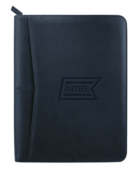 ACBL Leed's Navy Pedova Zippered UltraHyde Padfolio with FSC Mix Paper