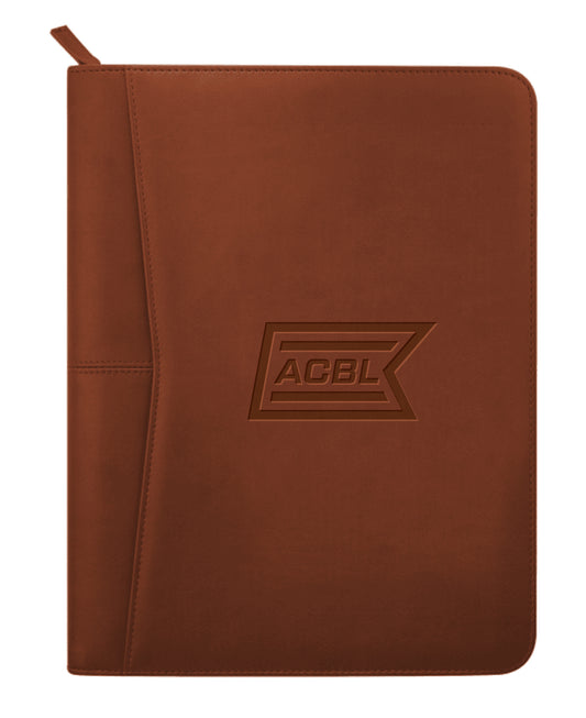 ACBL Leed's Terra Cotta Pedova Zippered UltraHyde Padfolio with FSC Mix Paper