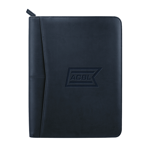 ACBL Leed's Navy Pedova Zippered UltraHyde Padfolio with FSC Mix Paper