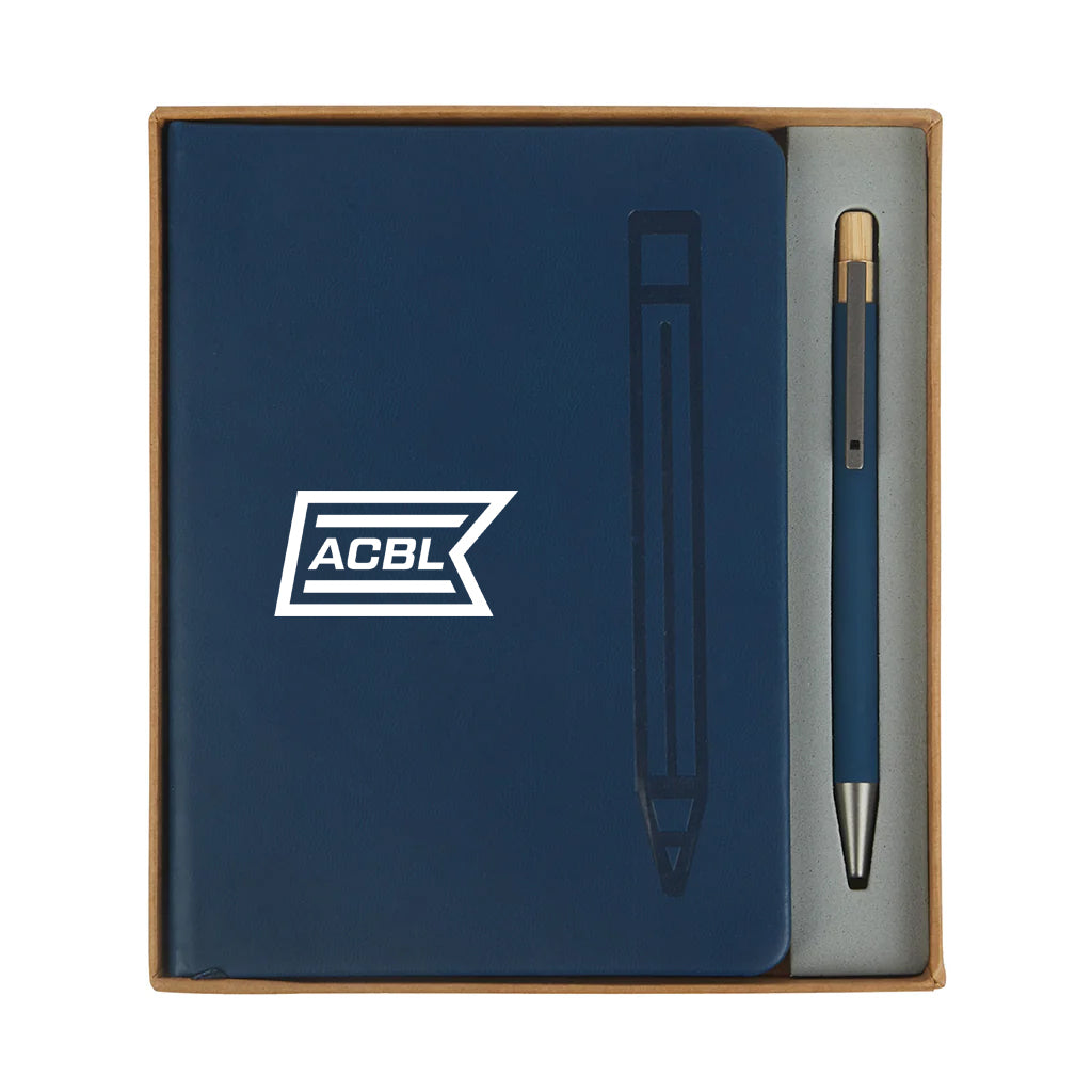 Logomark Navy Manhattan II Gift Set w/Magnetic Journal & Recycled Pen