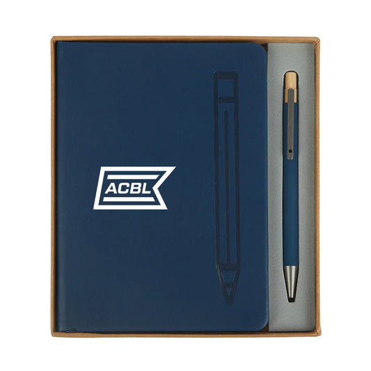 Logomark Navy Manhattan II Gift Set w/Magnetic Journal & Recycled Pen
