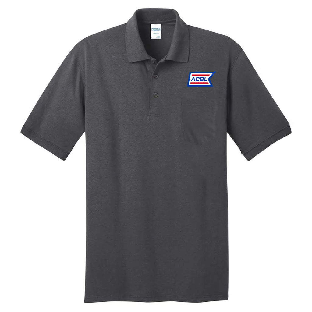 Port & Company Men's Charcoal Core Blend Jersey Knit Pocket Polo