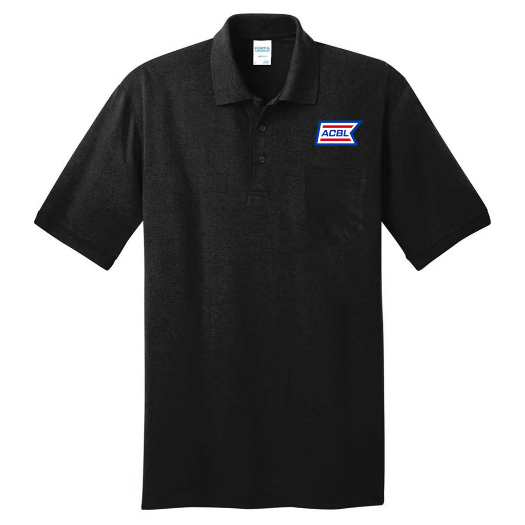 Port & Company Men's Jet Black Core Blend Jersey Knit Pocket Polo