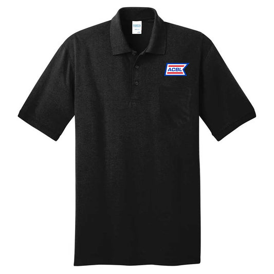 Port & Company Men's Jet Black Core Blend Jersey Knit Pocket Polo