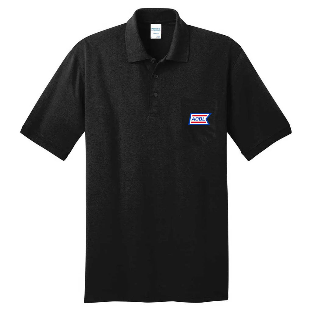 Port & Company Men's Jet Black Core Blend Jersey Knit Pocket Polo