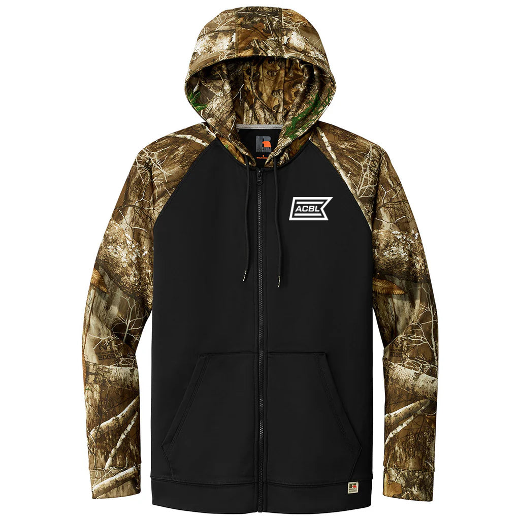 Russell Outdoors Men's Black/ Realtree Edge Realtree Performance Colorblock Full Zip Hoodie