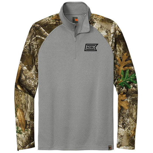 Russell Outdoors Men's Grey Concrete Heather/ Realtree Edge Realtree Colorblock Performance Quarter Zip