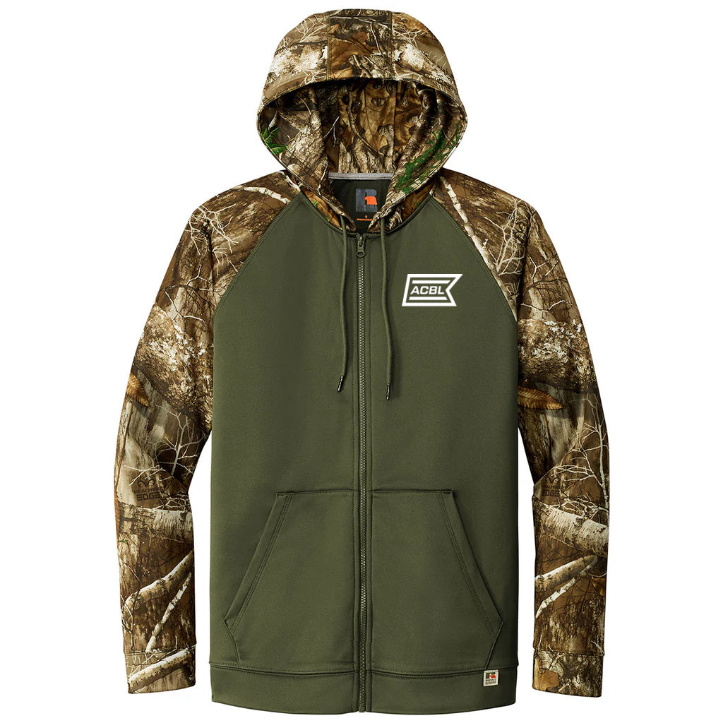 Russell Outdoors Men's Olive Drab Green/Realtree Edge Realtree Performance Colorblock Full Zip Hoodie
