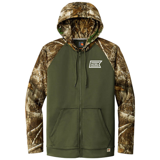 Russell Outdoors Men's Olive Drab Green/Realtree Edge Realtree Performance Colorblock Full Zip Hoodie